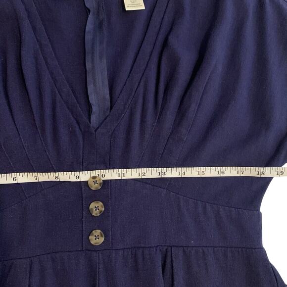 Altar'd State Romper Size Large Cobalt Linen Blend Short Sleeve Boho Festival - Picture 6 of 7